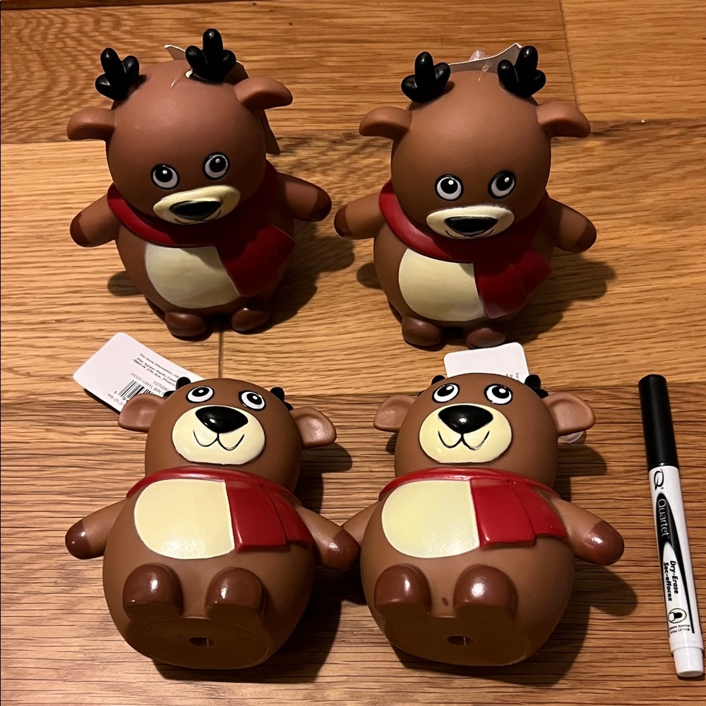 Set of four reindeer dog squeaker toys